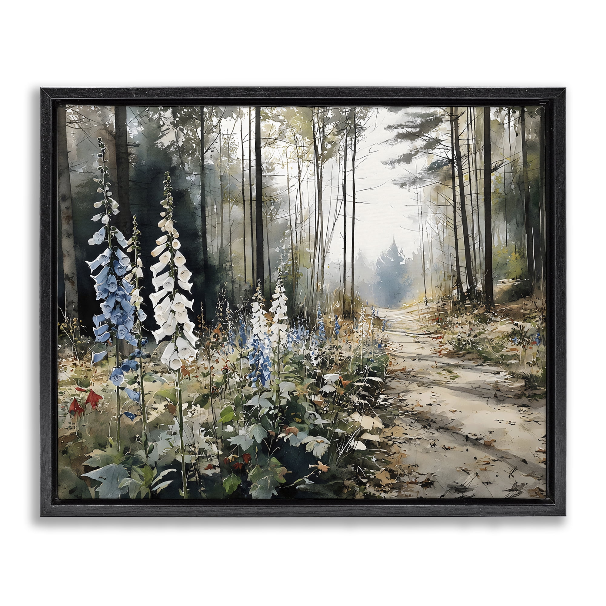 Stupell Industries Foxglove Path Sunlit Woods Black Framed Floater Canvas Wall Art, design by Franklyn Gregory