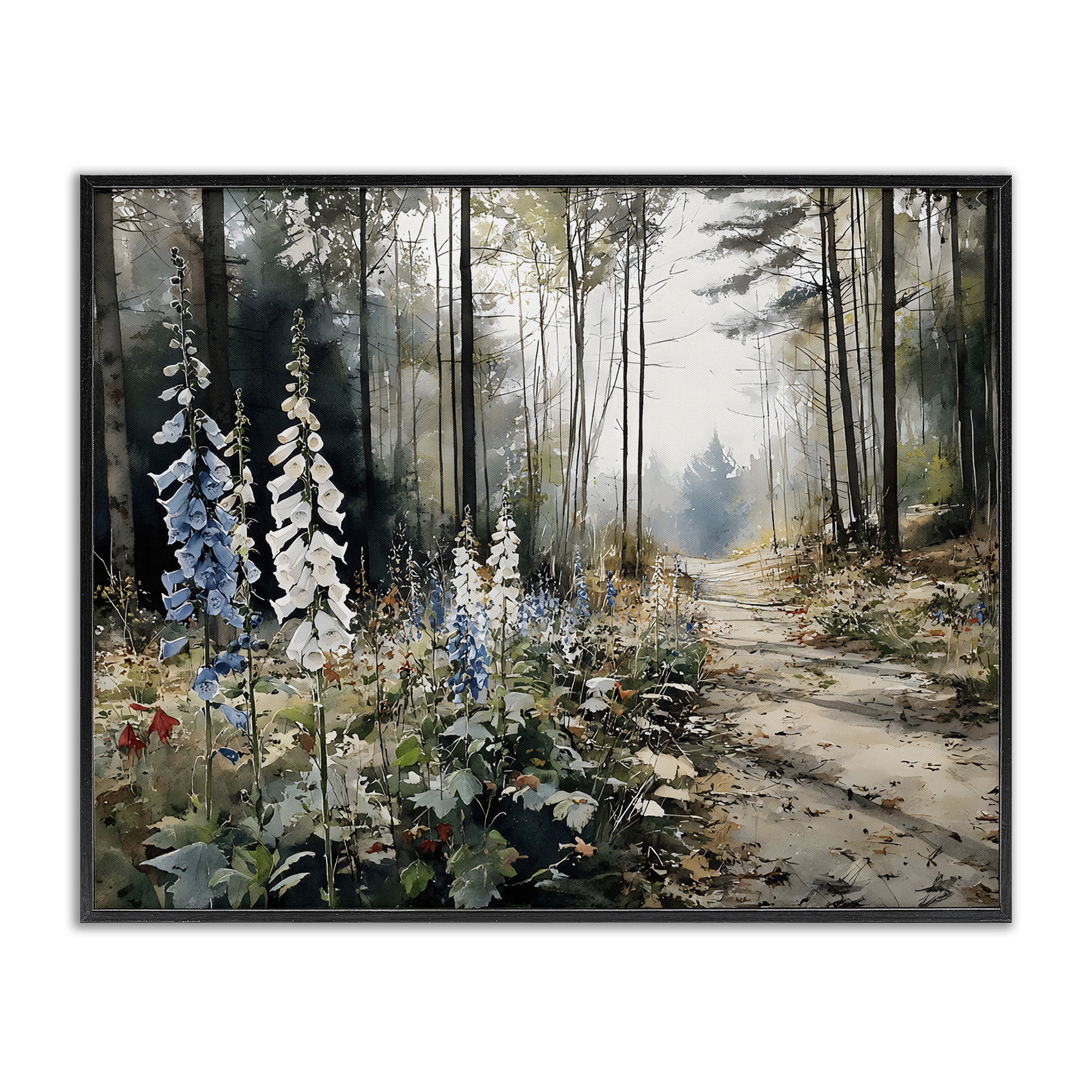 Stupell Industries Foxglove Path Sunlit Woods Black Framed Giclee Art, design by Franklyn Gregory