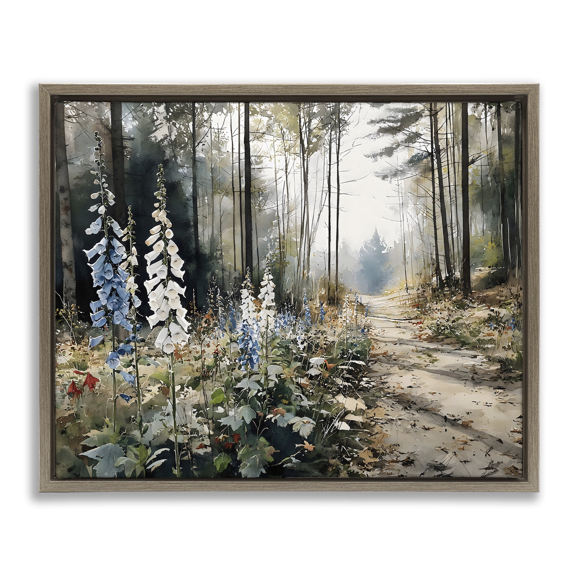 Stupell Industries Foxglove Path Sunlit Woods Brown Framed Floater Canvas Wall Art, design by Franklyn Gregory