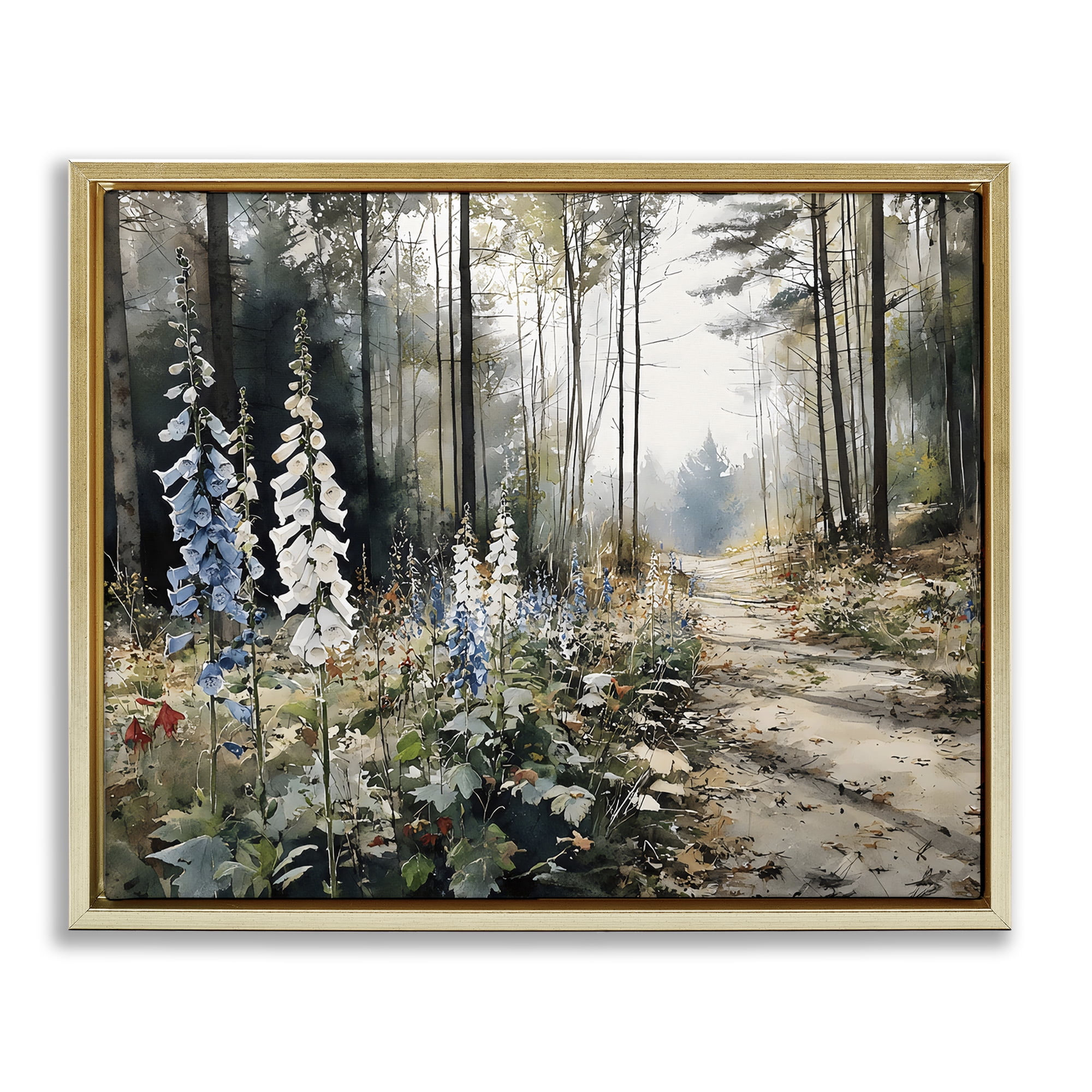 Stupell Industries Foxglove Path Sunlit Woods Gold Framed Floater Canvas Wall Art, design by Franklyn Gregory