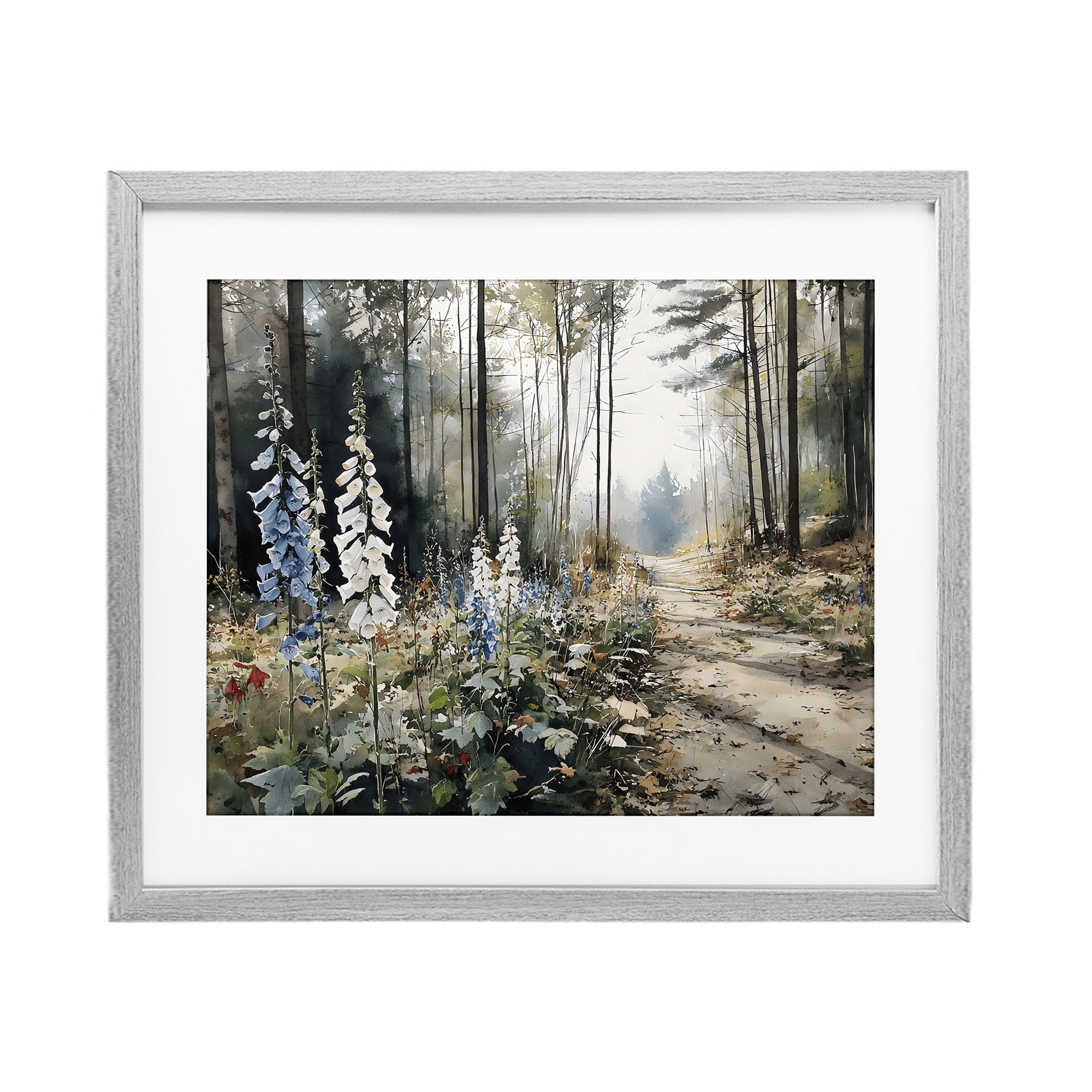 Stupell Industries Foxglove Path Sunlit Woods Gray Framed Print Under Glass, design by Franklyn Gregory