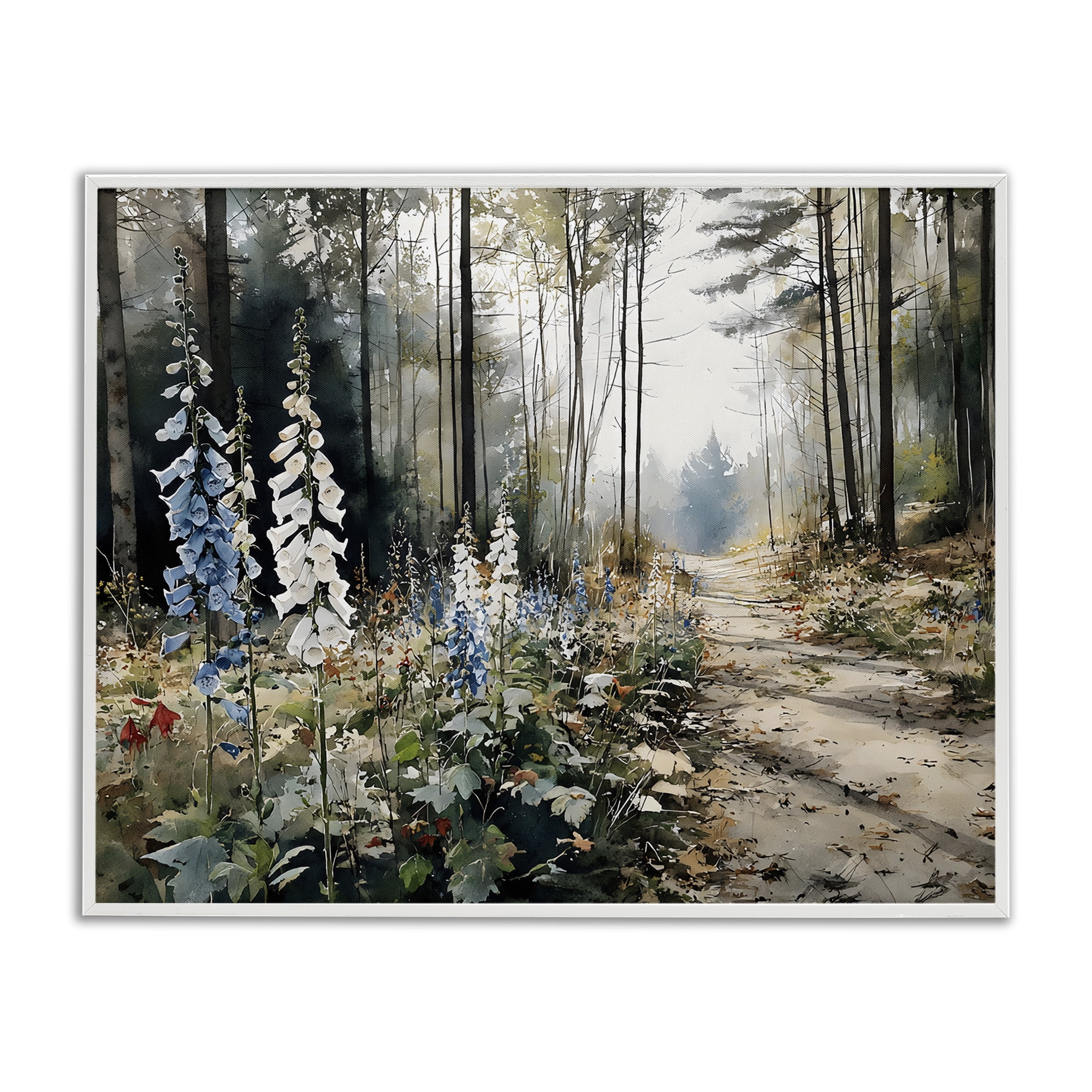 Stupell Industries Foxglove Path Sunlit Woods White Framed Giclee Art, design by Franklyn Gregory