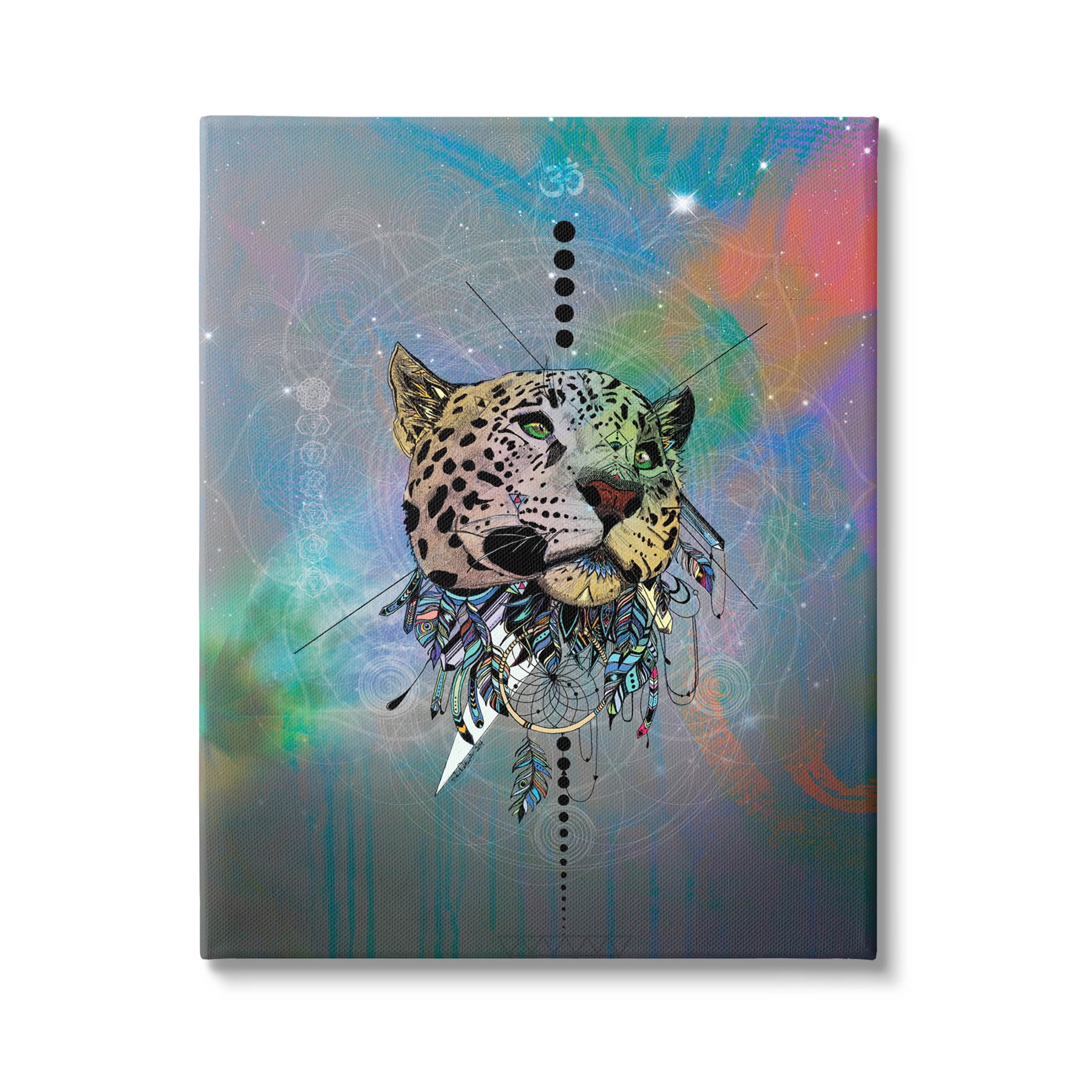 Stupell Industries Fractal Dreamcatcher Jaguar Graphic Art Gallery Wrapped Canvas Print Wall Art, Design by Karin Roberts