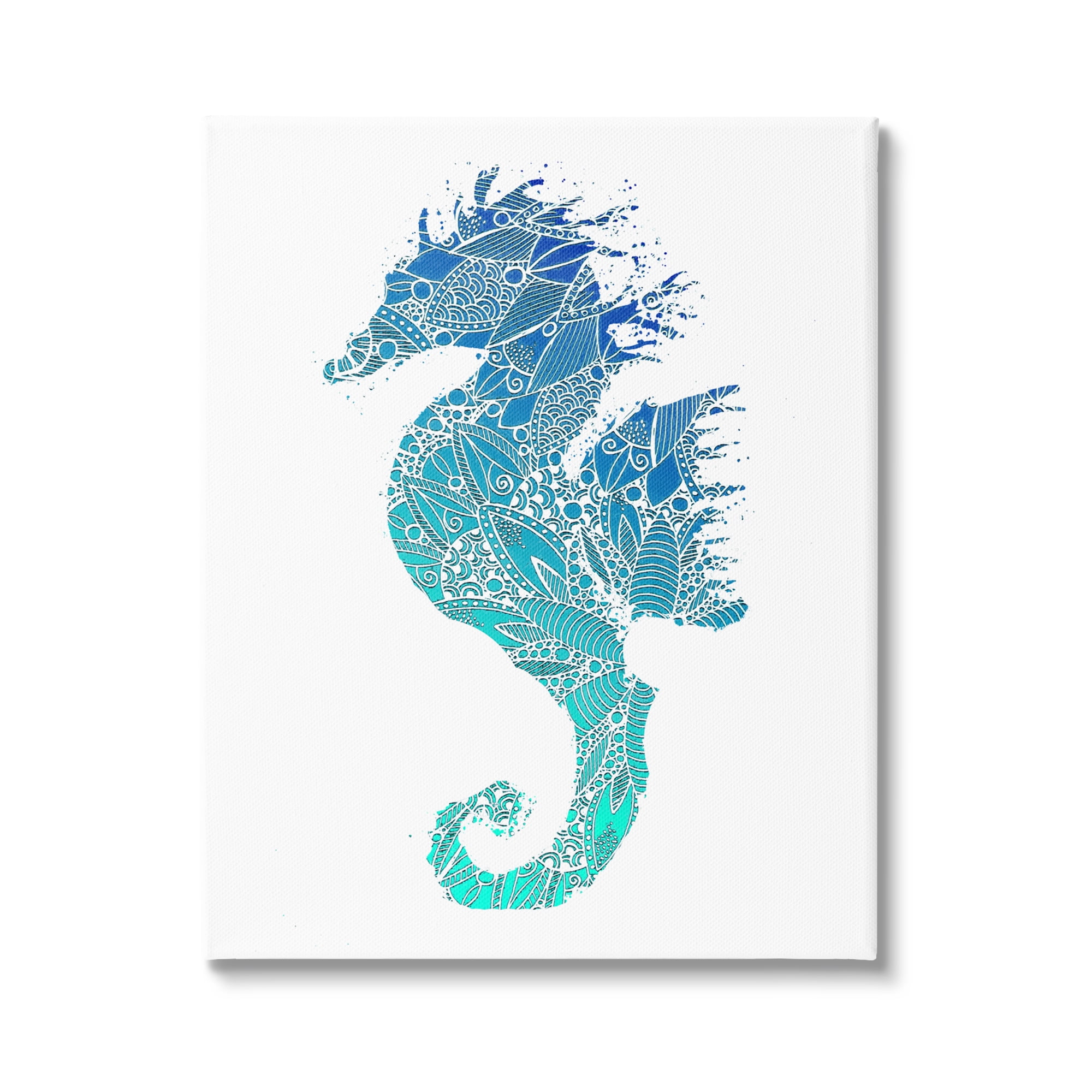 Stupell Industries Fractal Patterned Seahorse Animals & Insects Painting Gallery Wrapped Canvas Print Wall Art, 24 x 30