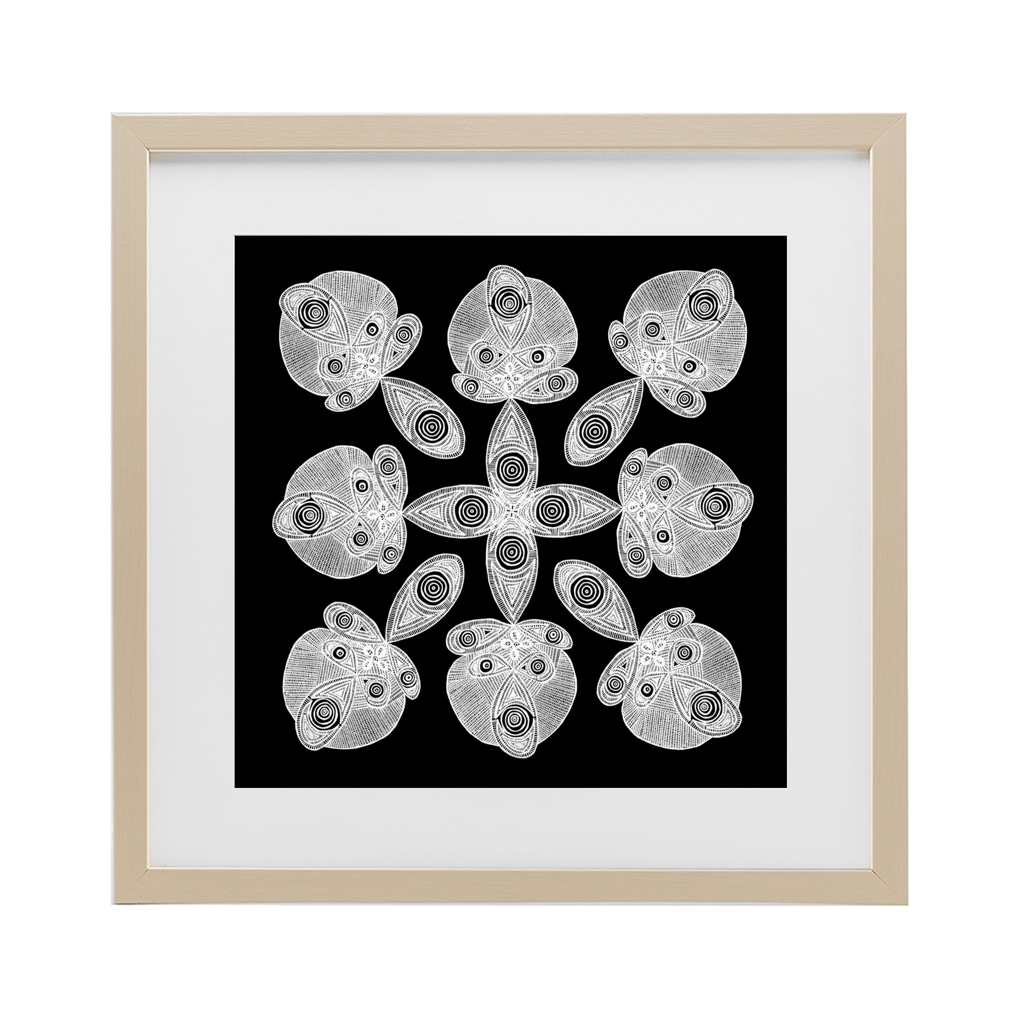 Stupell Industries Fractal Symmetry in Monochrome Birch Framed Print Under Glass, design by El Perkin