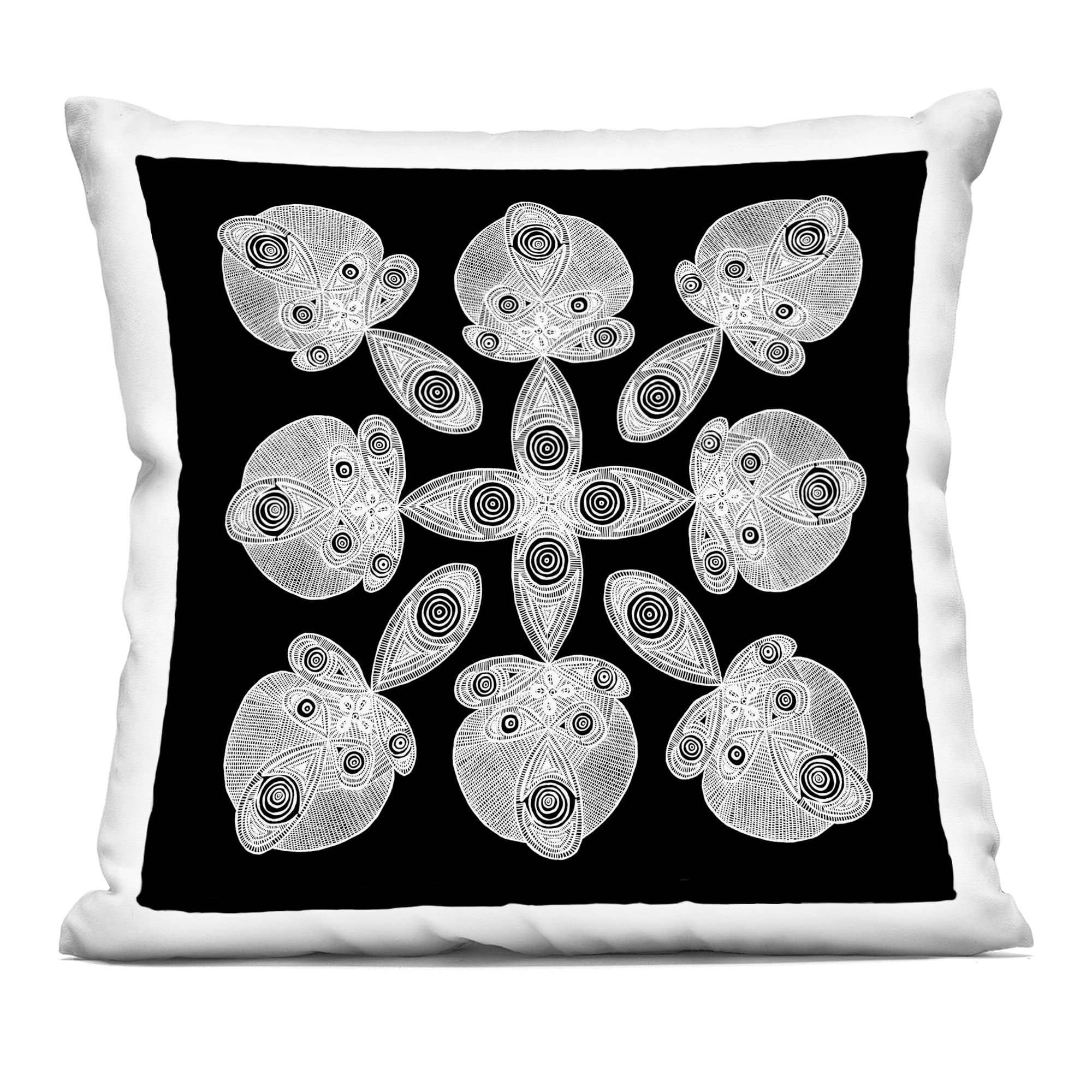 Stupell Industries Fractal Symmetry in Monochrome Decorative Printed Throw Pillow, design by El Perkin