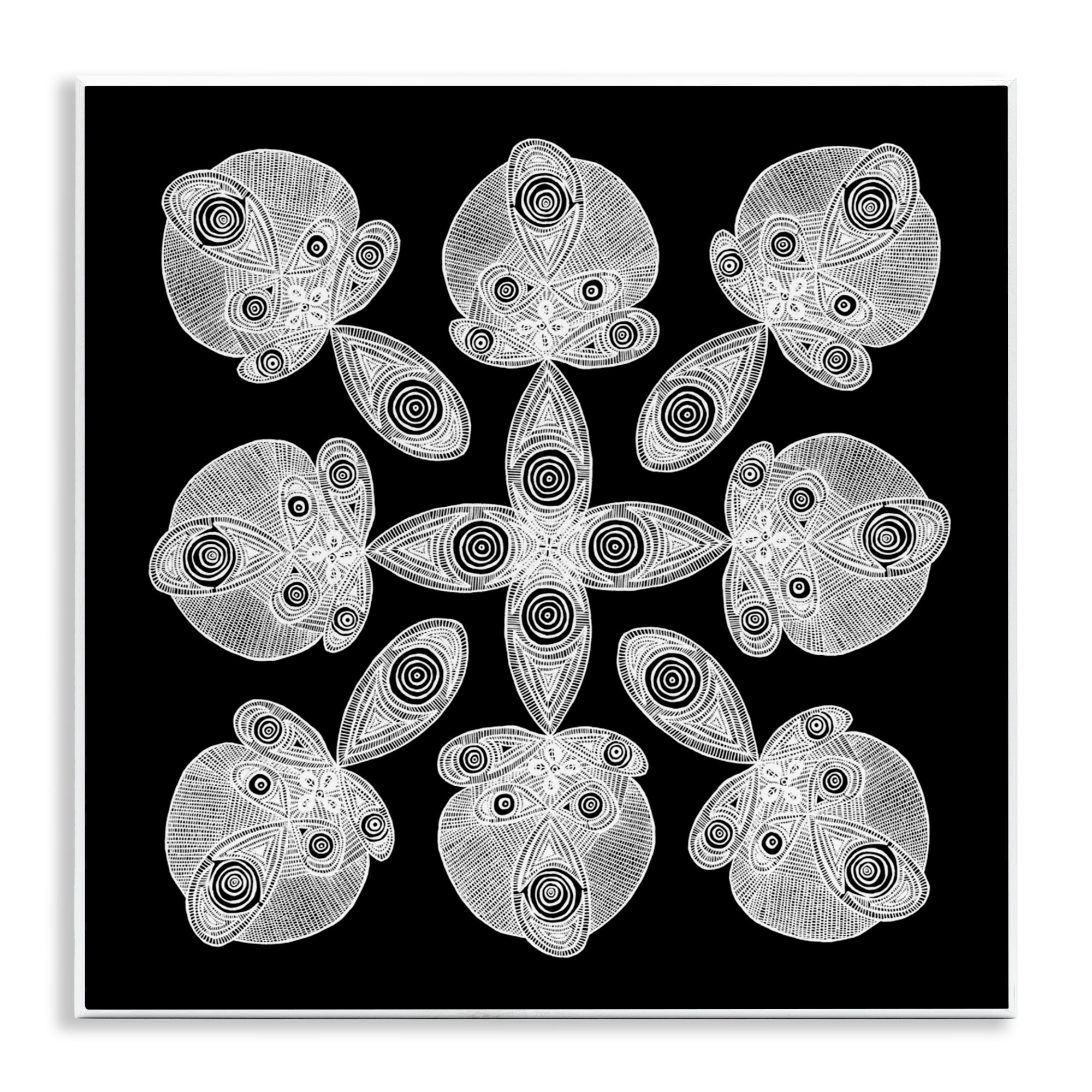 Stupell Industries Fractal Symmetry in Monochrome Wall Plaque Art, design by El Perkin