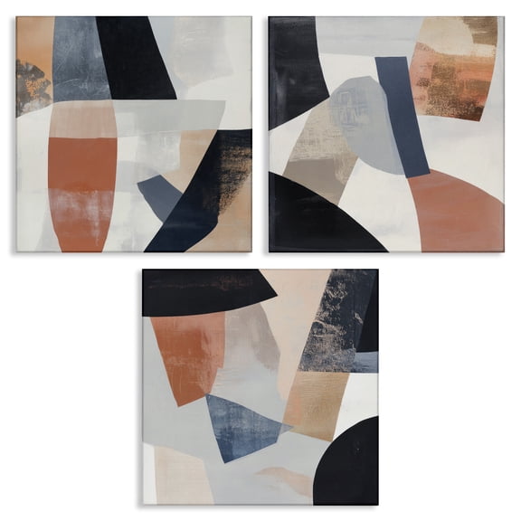 Stupell Industries Fragmented Visions Abstracts 3 Piece Canvas Wall Art Set design by Mona Grace, 17 x 17