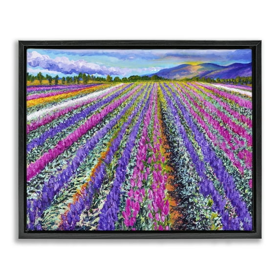Fragrant Lavender Farm Black Floating Frame Canvas Art, 21 x 17, Made In USA