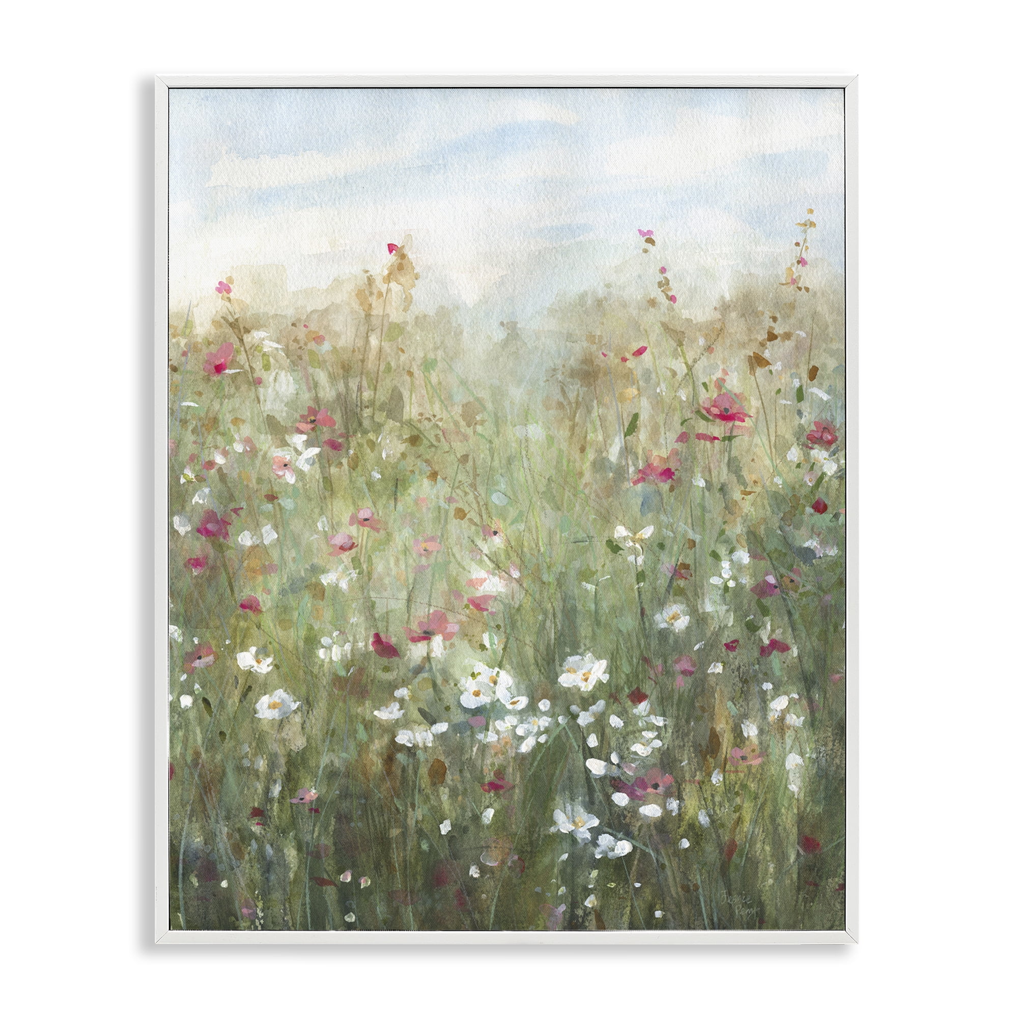 Stupell Industries Fragrant Wildflower Field Landscape & Nature Painting White Framed Art Print Wall Art, 16 x 20