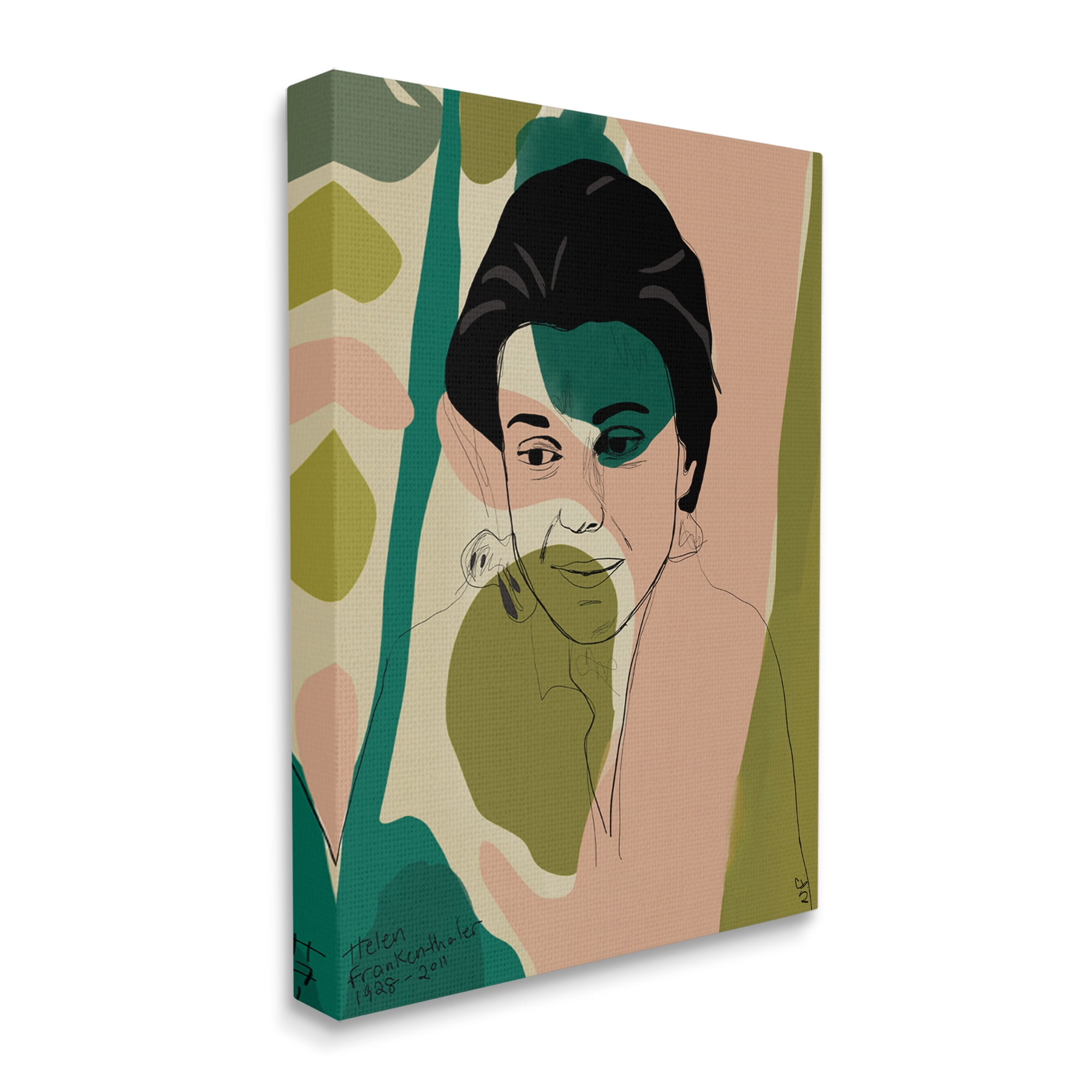 Stupell Industries Frankenthaler Painter Portrait Abstract Green Shapes Novelty Painting Gallery Wrapped Canvas Art Print Wall Art, 36 x 48