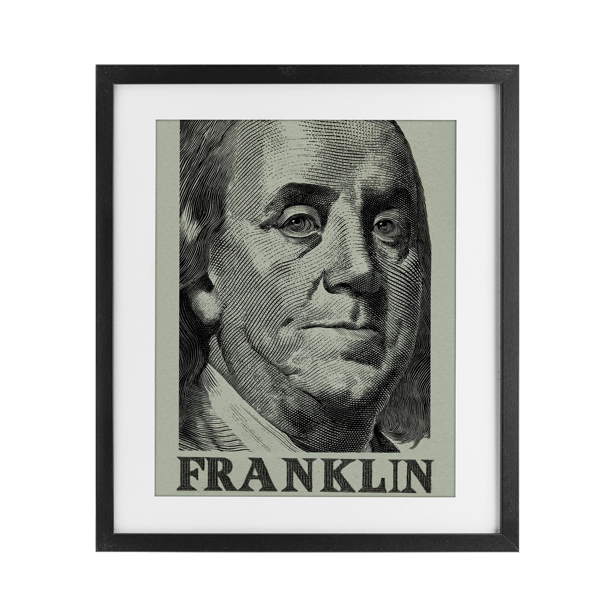 Stupell Industries Franklin's Influence Portrait Black Framed Print Under Glass, design by Svetlana Aleynikova