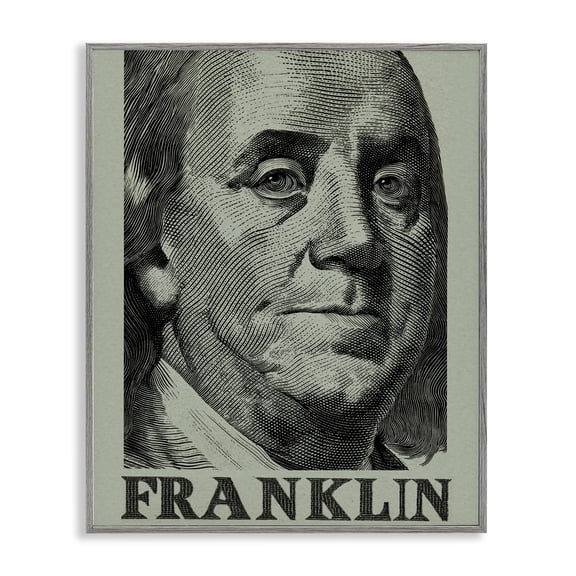 Stupell Industries Franklin's Influence Portrait Gray Framed Giclee Art, design by Svetlana Aleynikova