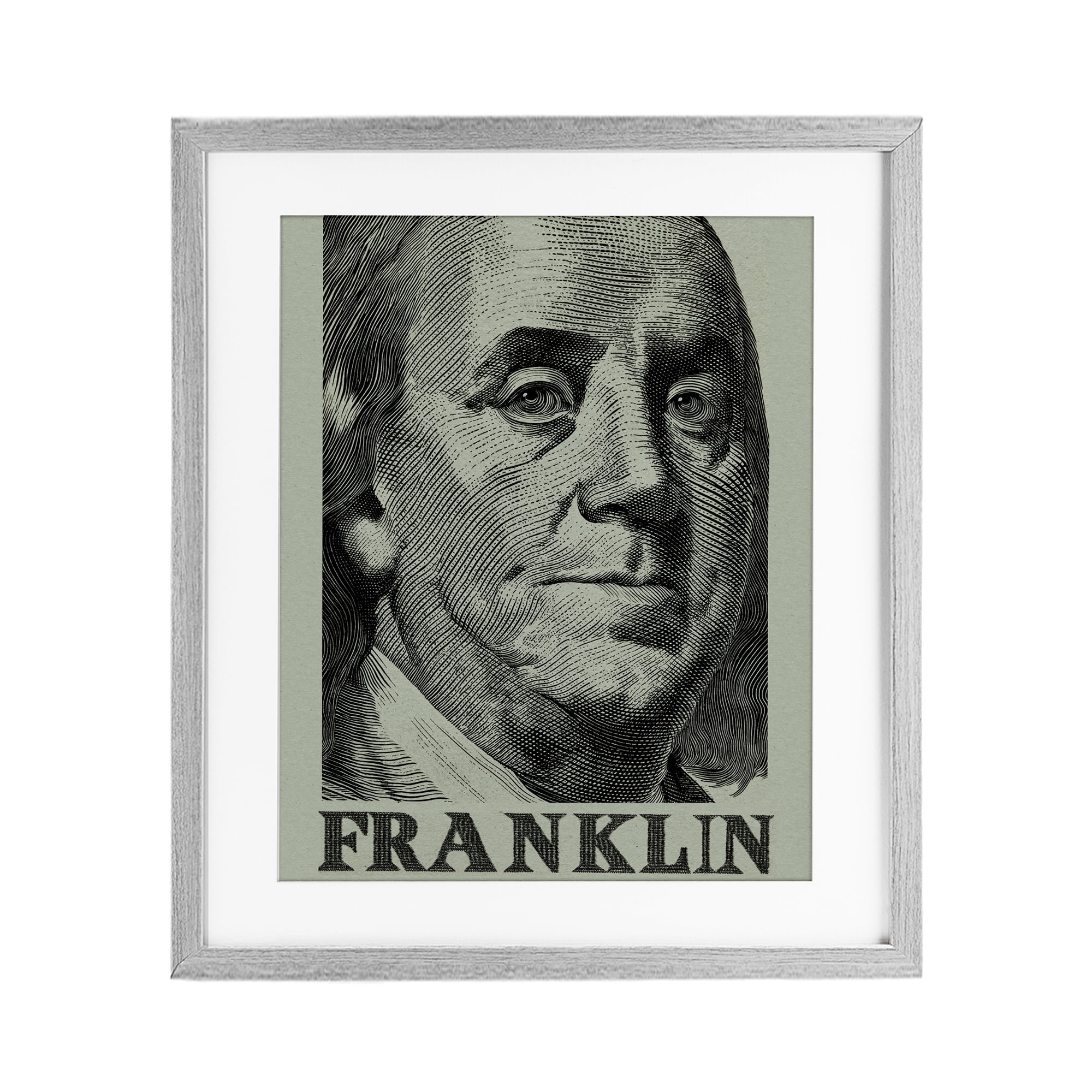 Stupell Industries Franklin's Influence Portrait Gray Framed Print Under Glass, design by Svetlana Aleynikova