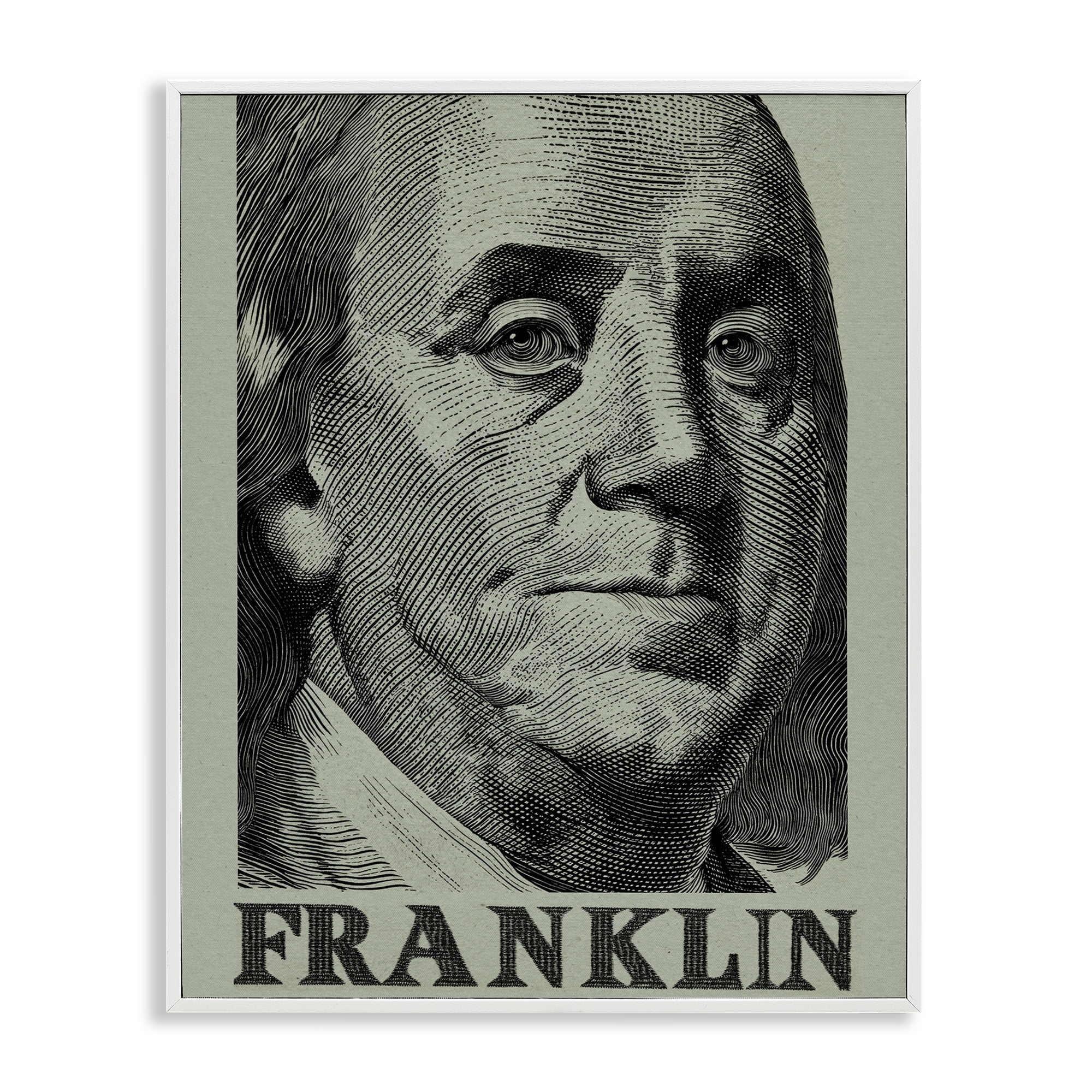 Stupell Industries Franklin's Influence Portrait White Framed Giclee Art, design by Svetlana Aleynikova