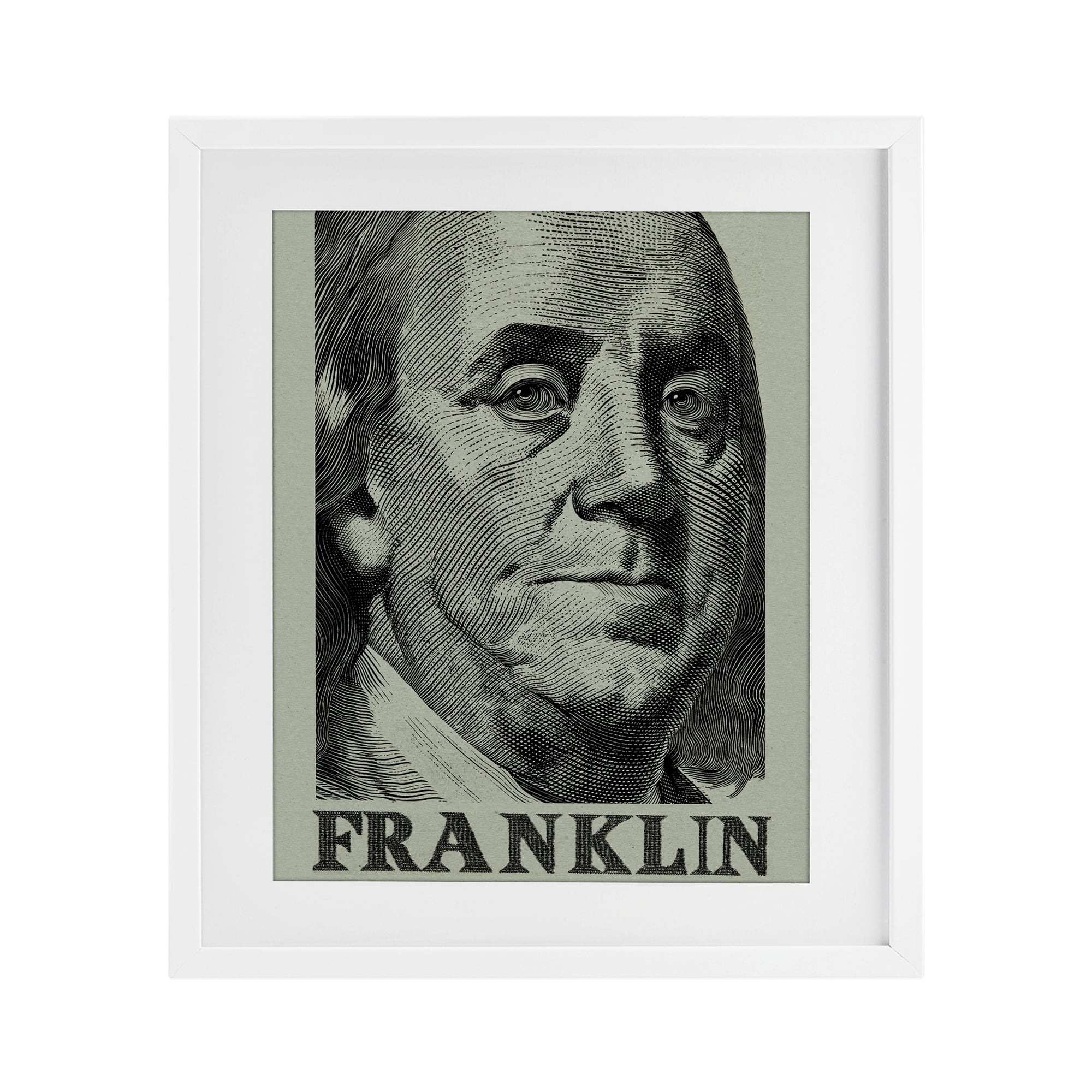 Stupell Industries Franklin's Influence Portrait White Framed Print Under Glass, design by Svetlana Aleynikova