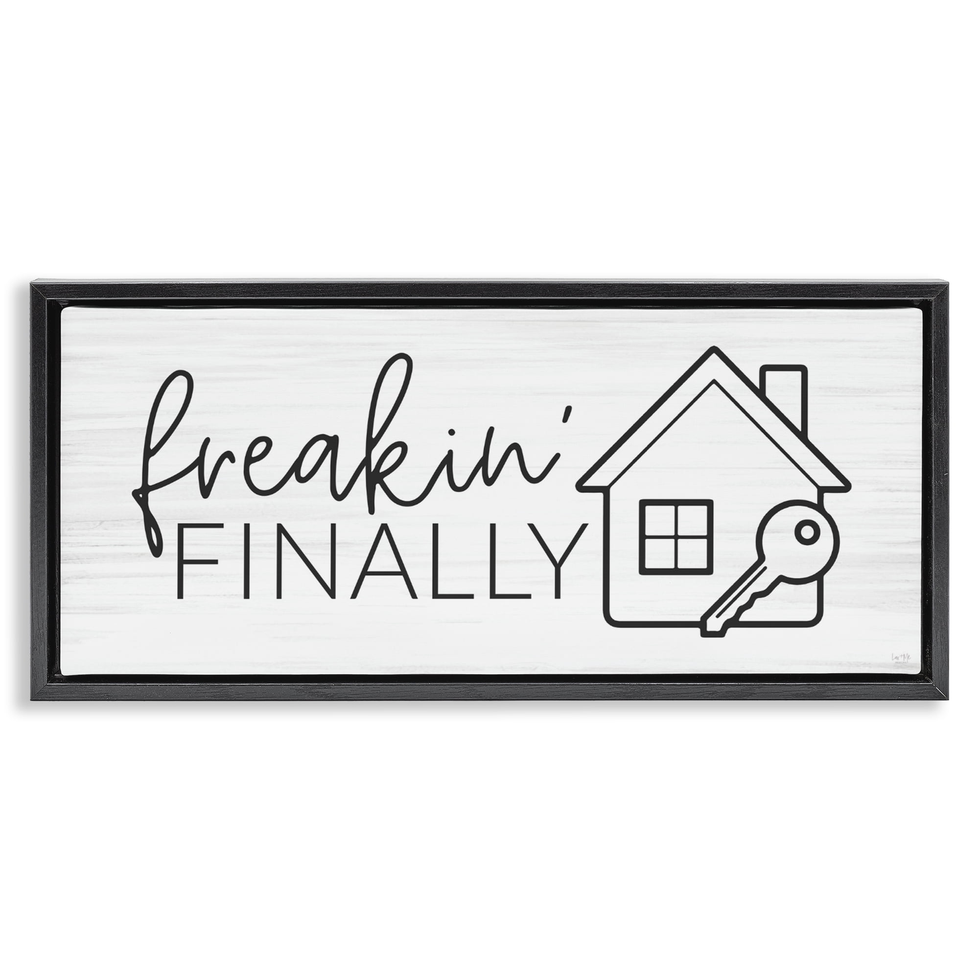Stupell Industries Freakin' Finally Housewarming Black Framed Floater Canvas Wall Art, design by Lux + Me Designs