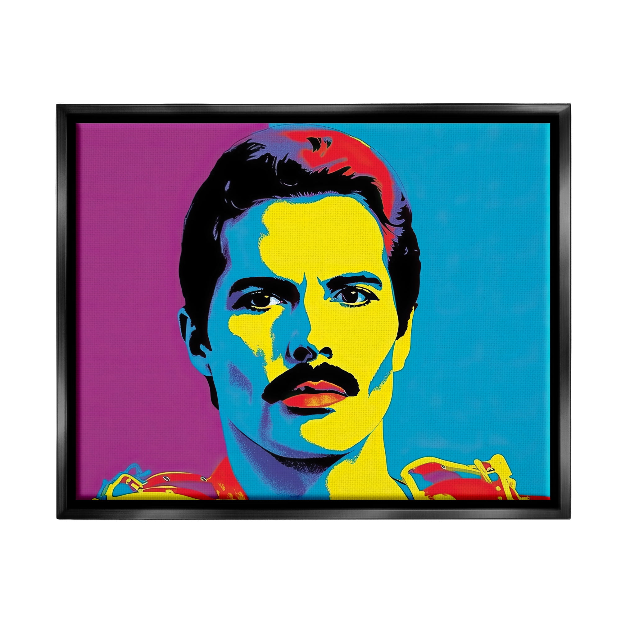 Stupell Industries Freddie Mercury Pop Style Abstract Painting Black Floater Framed Art Print Wall Art, 21 x 17