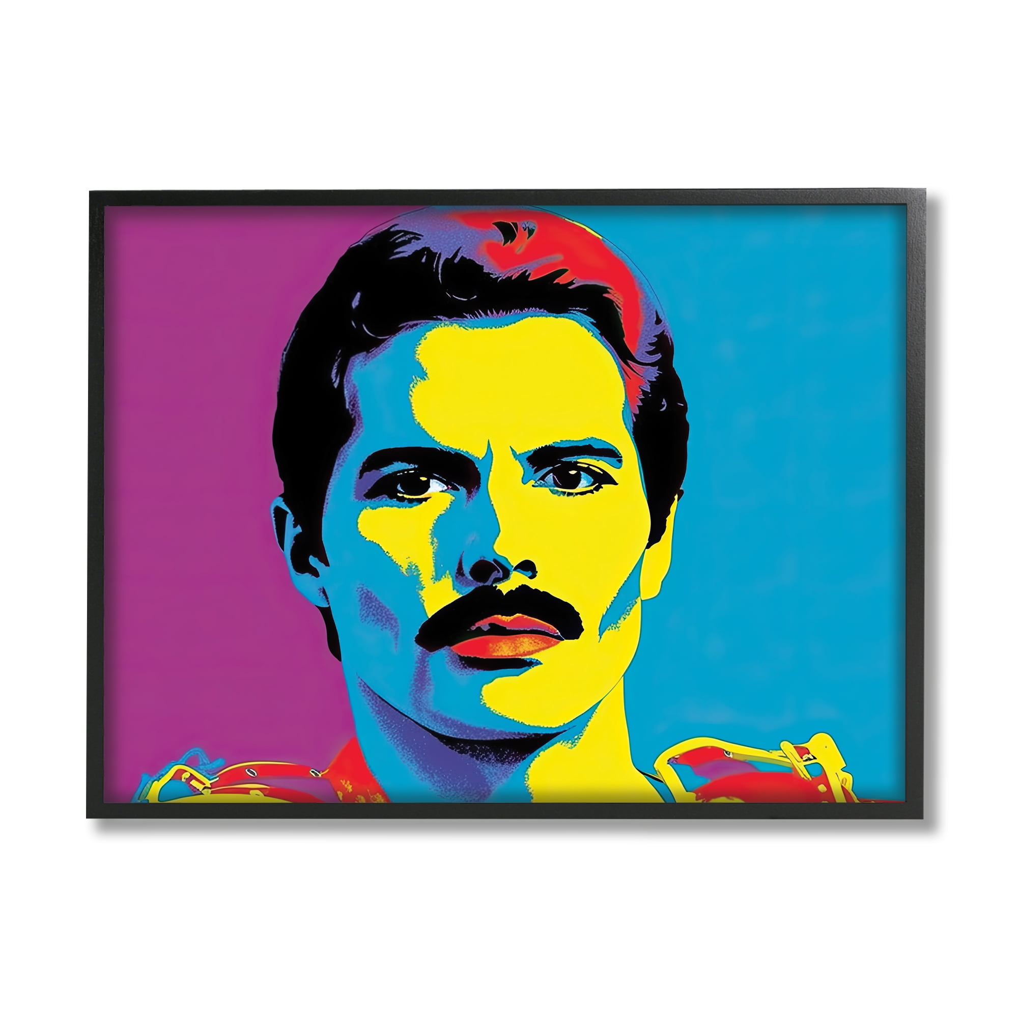 Stupell Industries Freddie Mercury Pop Style Abstract Painting Black Framed Art Print Wall Art, 20 x 16