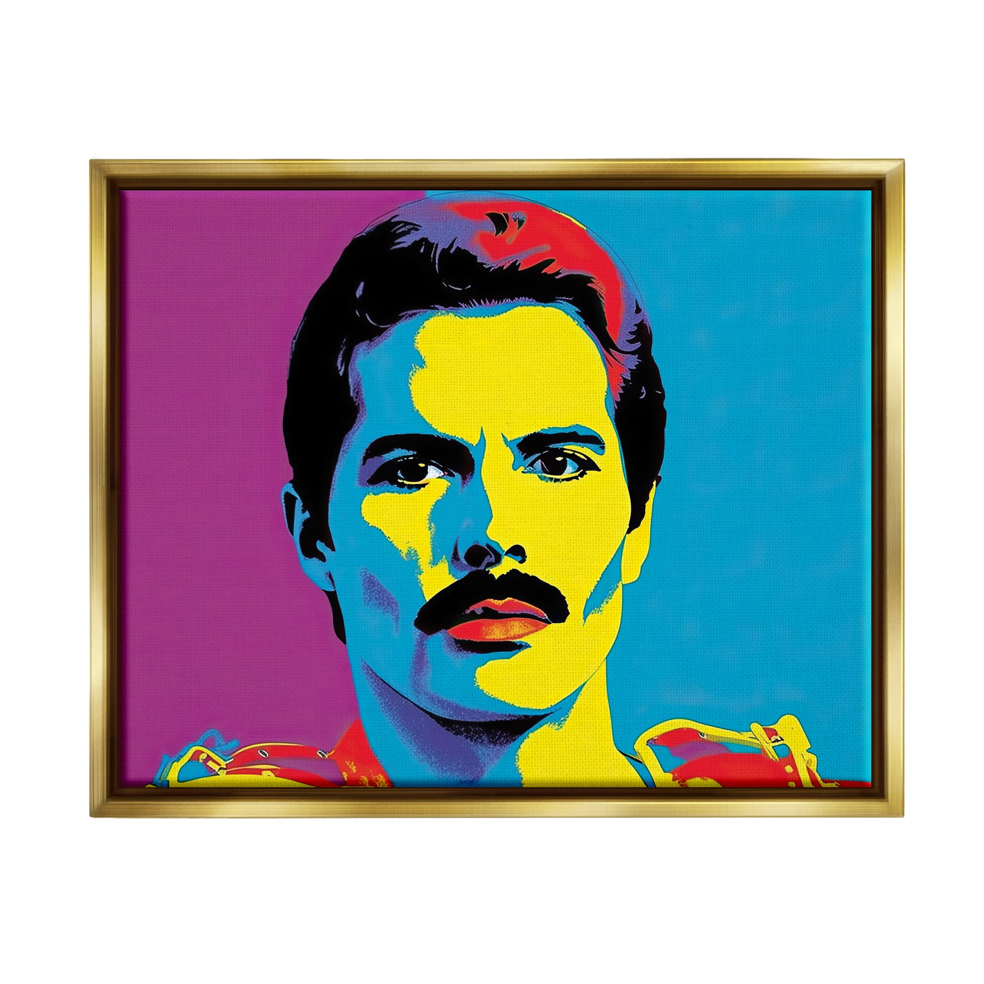 Stupell Industries Freddie Mercury Pop Style Abstract Painting Gold Floater Framed Art Print Wall Art, 21 x 17