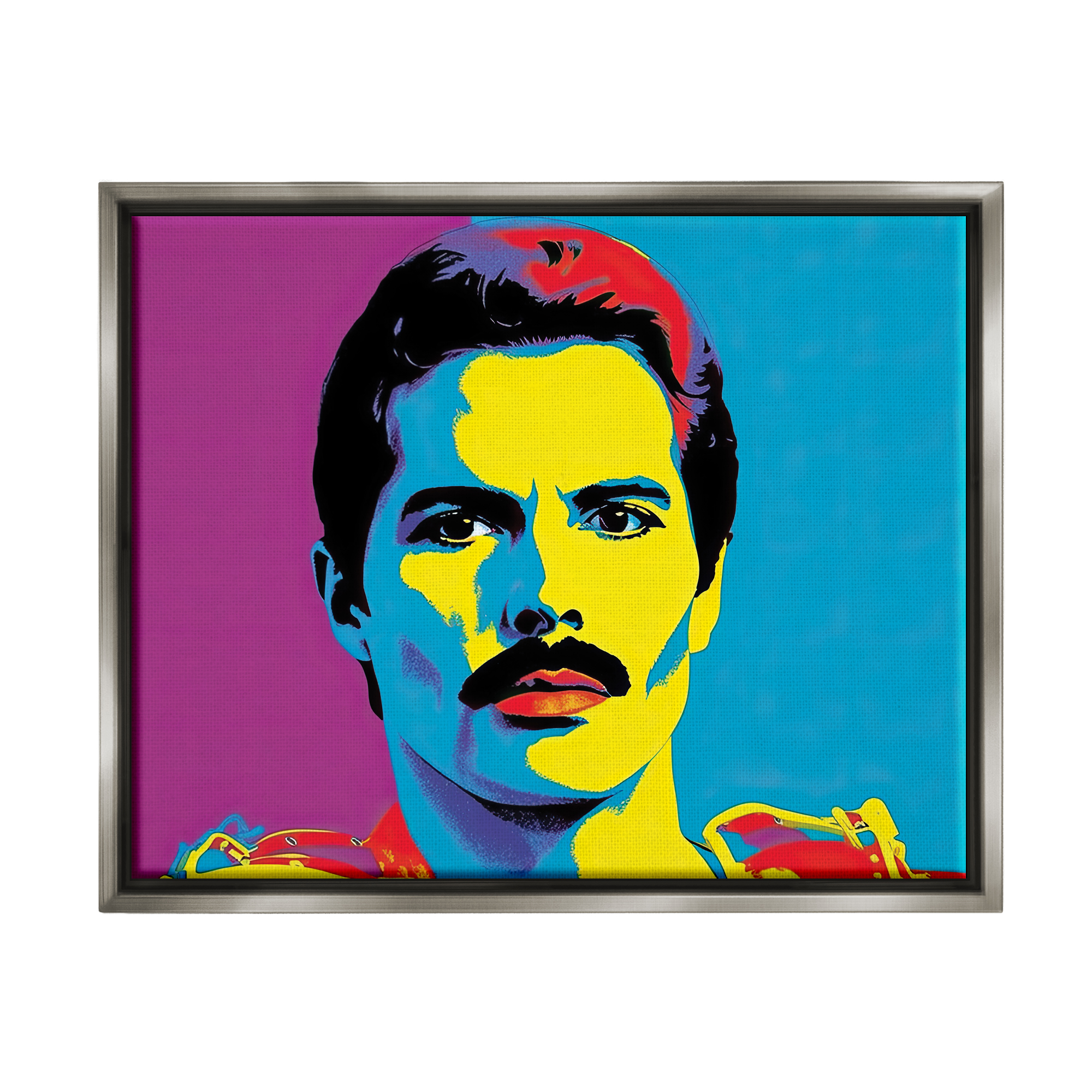 Stupell Industries Freddie Mercury Pop Style Abstract Painting Gray Floater Framed Art Print Wall Art, 21 x 17