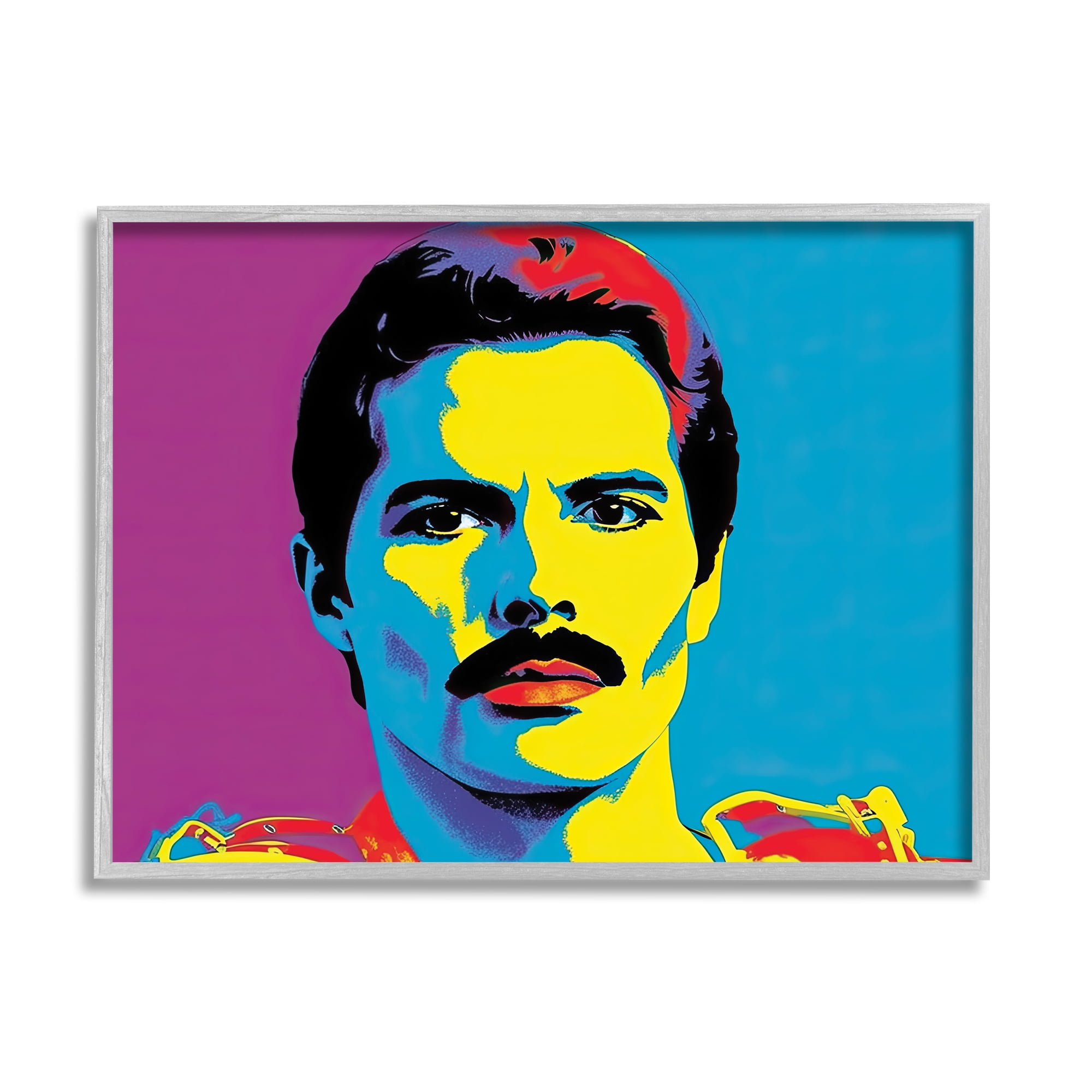 Stupell Industries Freddie Mercury Pop Style Abstract Painting Gray Framed Art Print Wall Art, 14 x 11