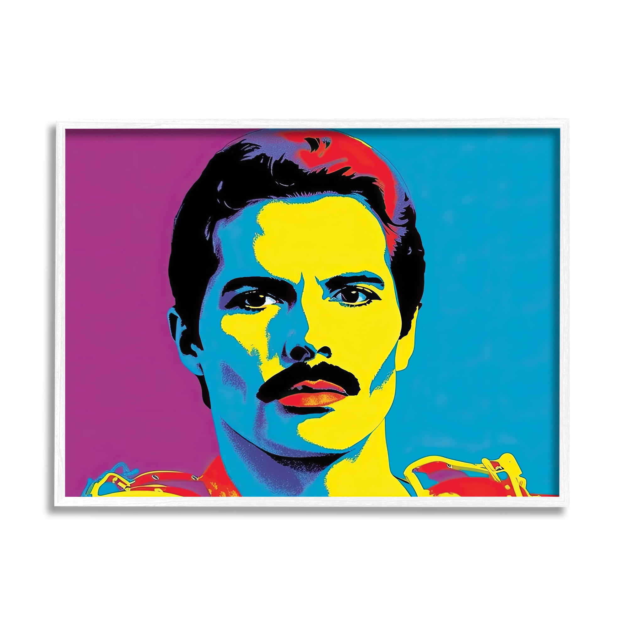 Stupell Industries Freddie Mercury Pop Style Abstract Painting White Framed Art Print Wall Art, 30 x 24