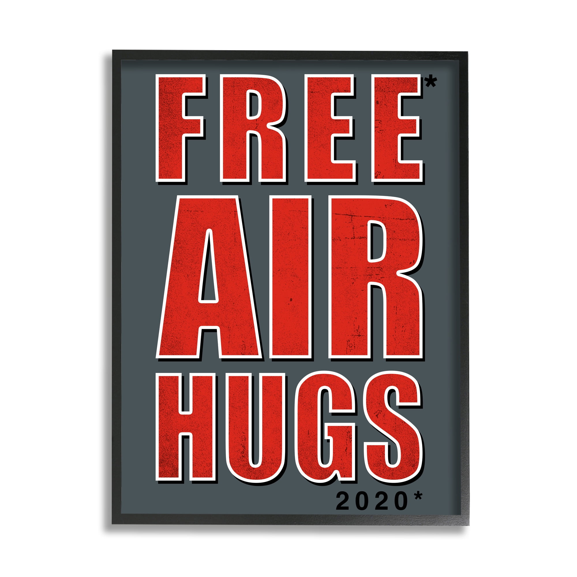 Stupell Industries Free Air Hugs Phrase 2020 Reference Blue Red Black Framed by Buck Wear