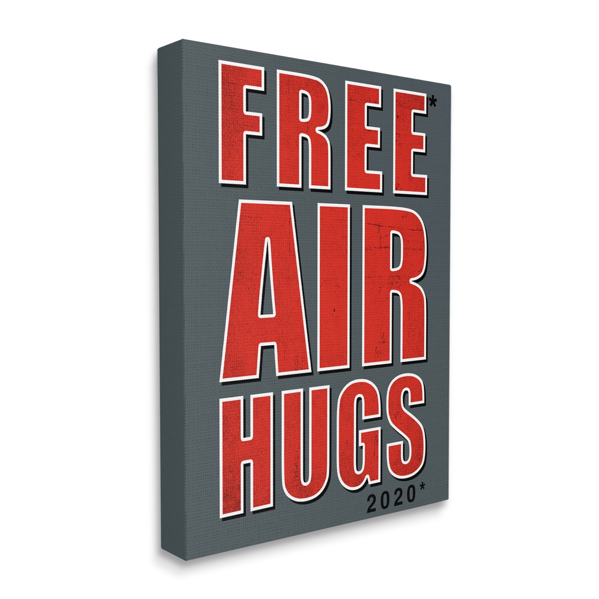 Stupell Industries Free Air Hugs Phrase 2020 Reference Blue Red Canvas Wall Art by Buck Wear