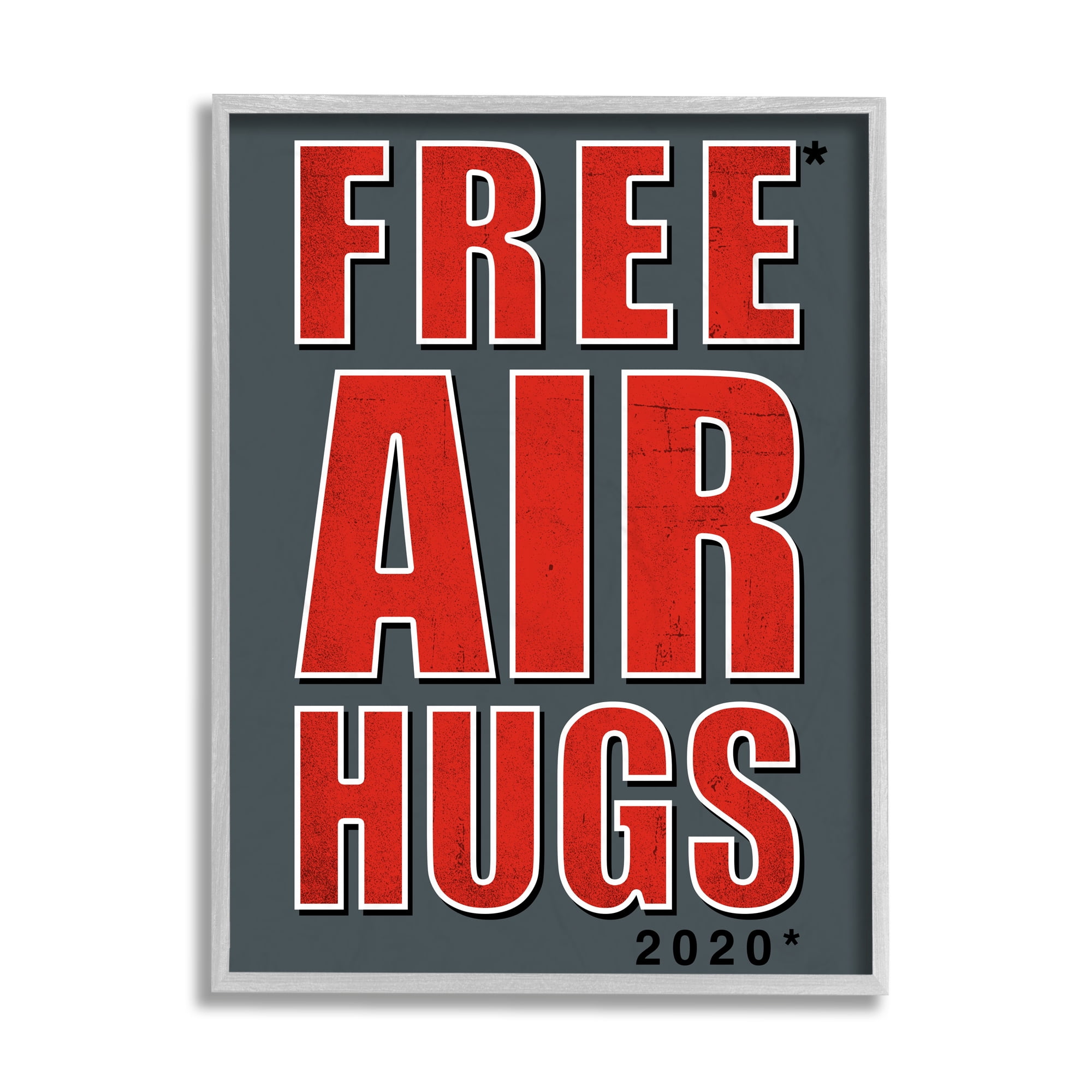 Stupell Industries Free Air Hugs Phrase 2020 Reference Blue Red Gray Framed by Buck Wear