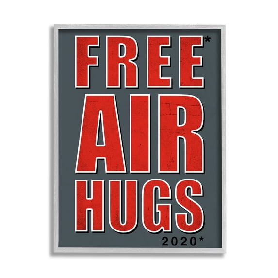 Stupell Industries Free Air Hugs Phrase 2020 Reference Blue Red Gray Framed by Buck Wear