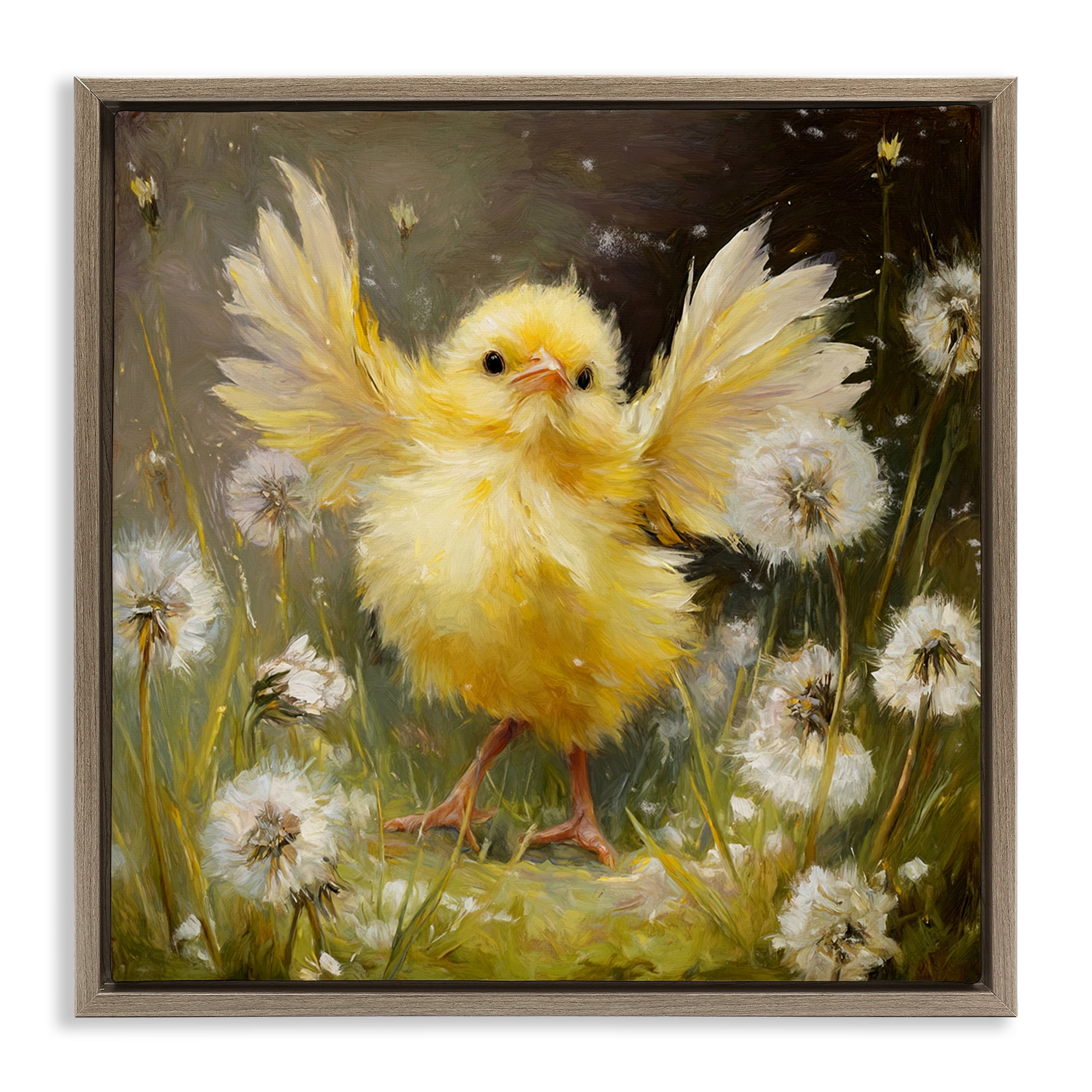 Stupell Industries Free As A Peep Chick Brown Framed Floater Canvas Wall Art, design by Tina LeCour