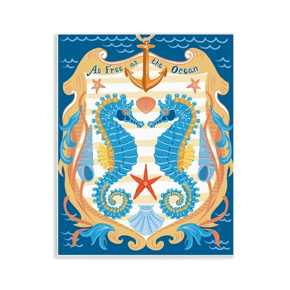 Stupell Industries Free As Ocean Seahorses Nautical & Beach Painting Unframed Art Print Wall Art, 11 x 14