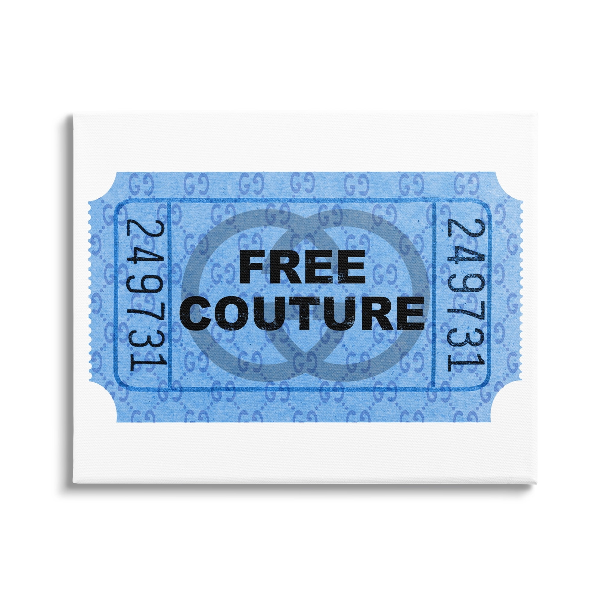 Stupell Industries Free Couture Blue Ticket Stub Beauty & Fashion Painting Gallery Wrapped Canvas Print Wall Art