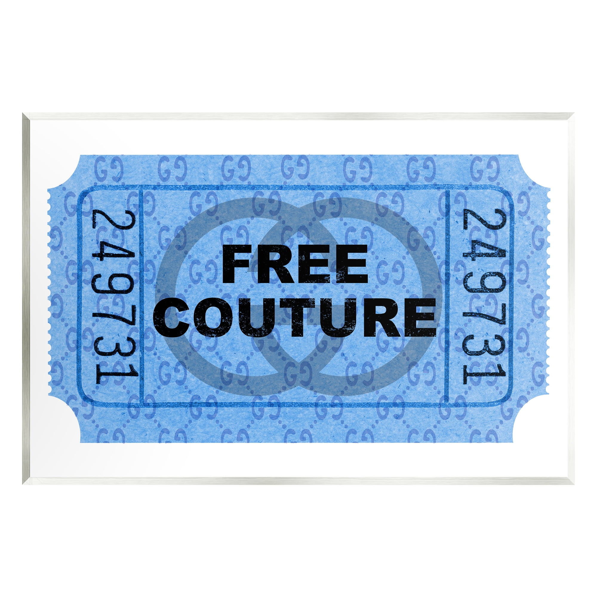 Stupell Industries Free Couture Blue Ticket Stub Beauty & Fashion Painting Unframed Art Print Wall Art