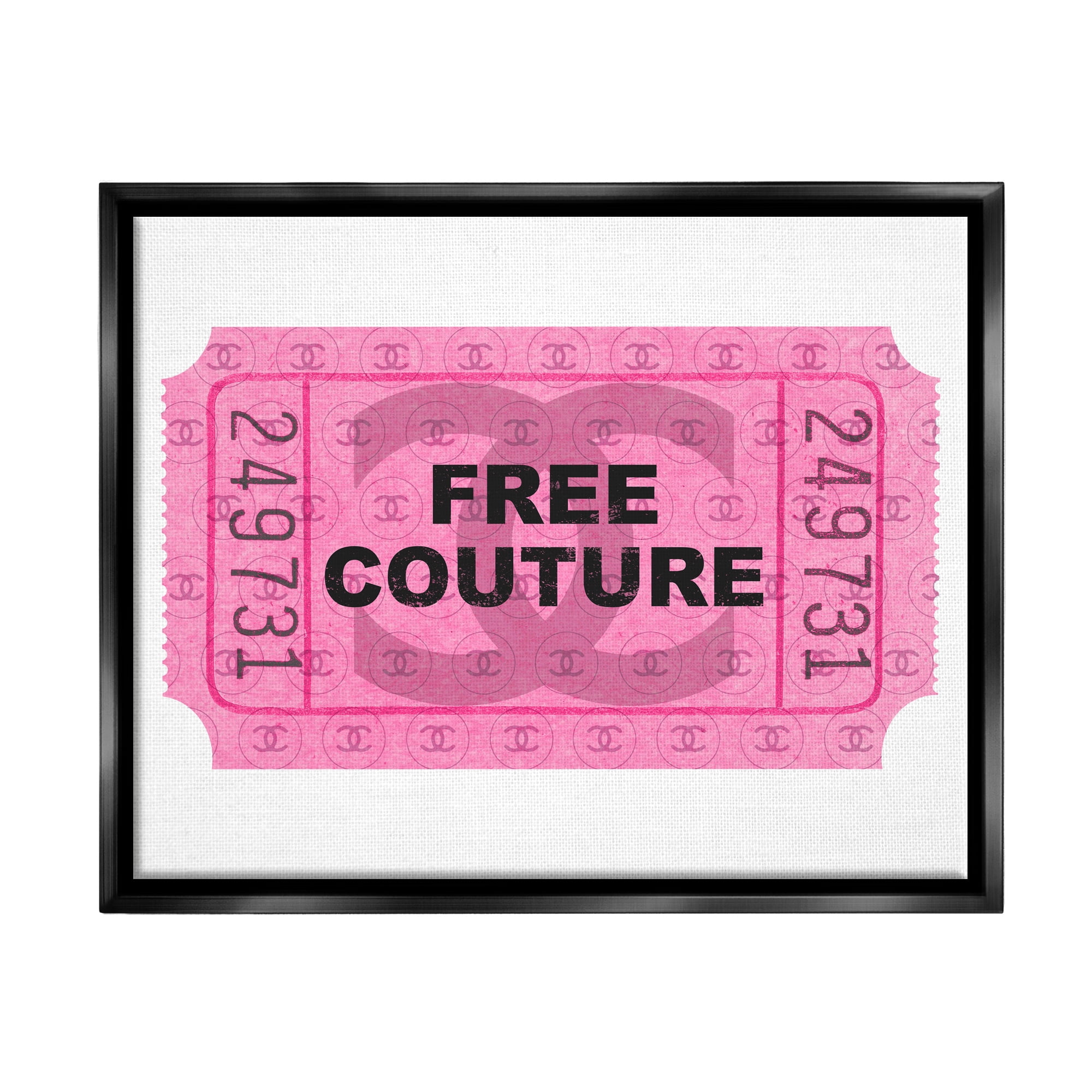 Stupell Industries Free Couture Pink Ticket Stub Beauty & Fashion Painting Black Floater Framed Art Print Wall Art