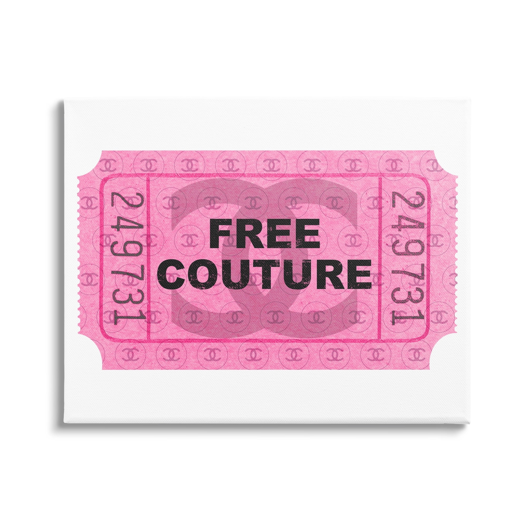 Stupell Industries Free Couture Pink Ticket Stub Beauty & Fashion Painting Gallery Wrapped Canvas Print Wall Art