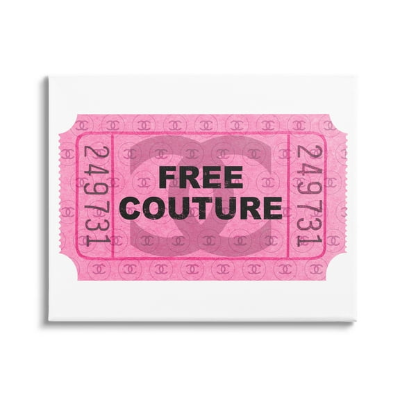 Stupell Industries Free Couture Pink Ticket Stub Beauty & Fashion Painting Gallery Wrapped Canvas Print Wall Art