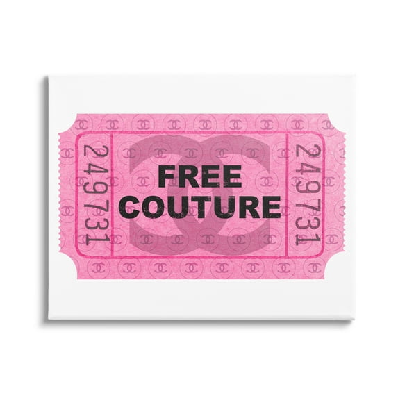Stupell Industries Free Couture Pink Ticket Stub Beauty & Fashion Painting Gallery Wrapped Canvas Print Wall Art