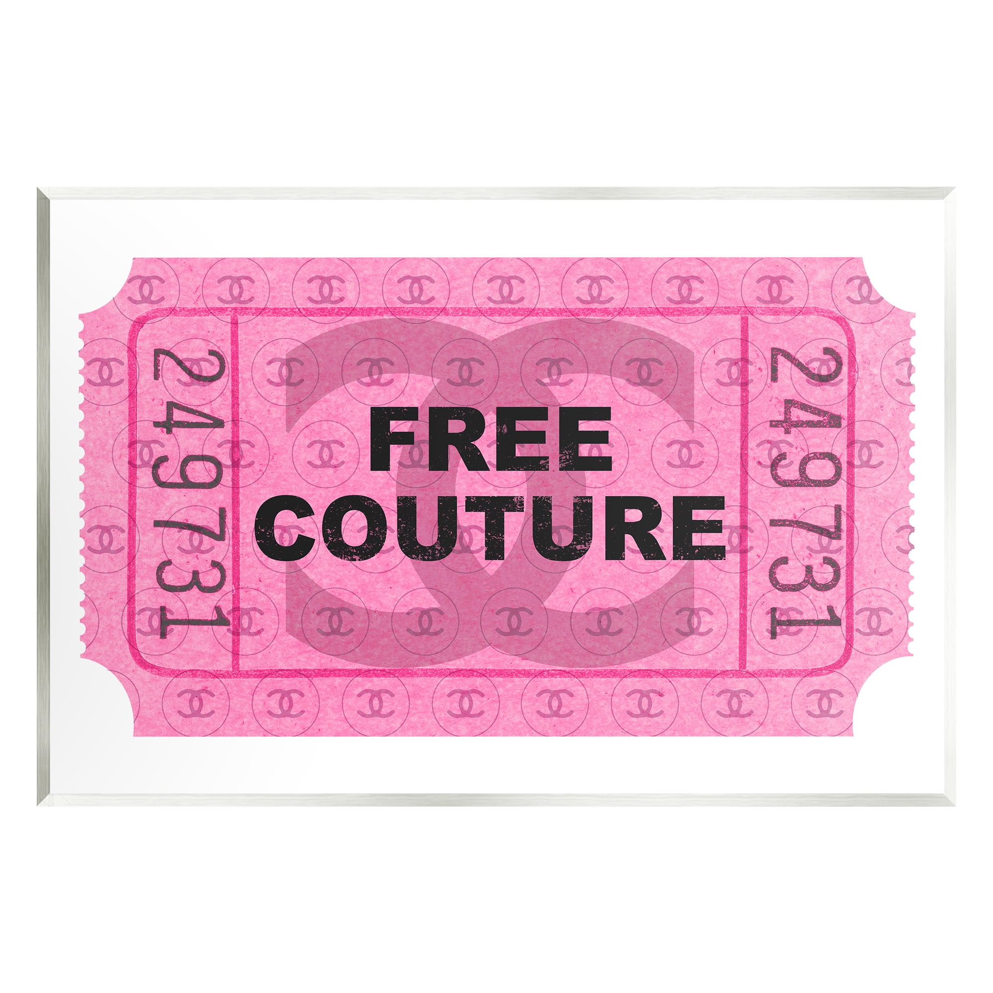 Stupell Industries Free Couture Pink Ticket Stub Beauty & Fashion Painting Unframed Art Print Wall Art