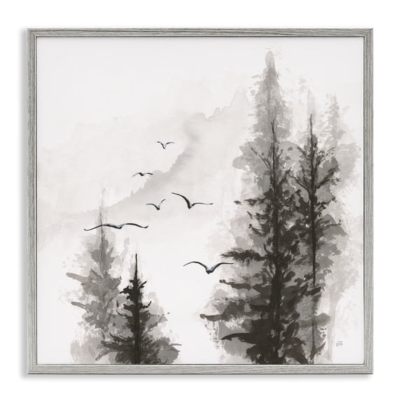 Stupell Industries Contemporary Free Flight Wilderness Gray Framed Giclee Art, 24 x 24, by Chris Paschke