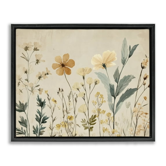 Stupell Industries Free Flowers Foliage Black Framed Floater Canvas Wall Art design by Petal Prints Design, 17 x 21