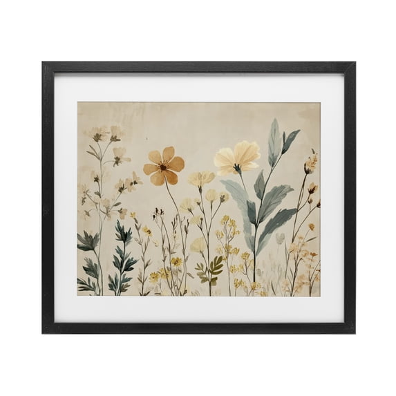 Stupell Industries Farmhouse Free Flowers Foliage Black Framed Print Under Glass, 16 x 13, by Petals Prints Design