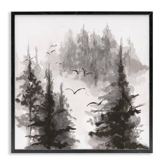 Stupell Industries Free Flying Through Forest Black Framed Giclee Art design by Chris Paschke, 12 x 12