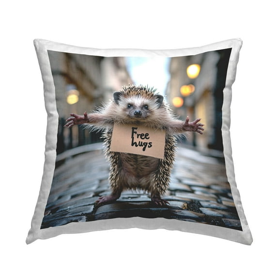 Stupell Industries Free Hugs Hedgehog Decorative Printed Throw Pillow Design by RB