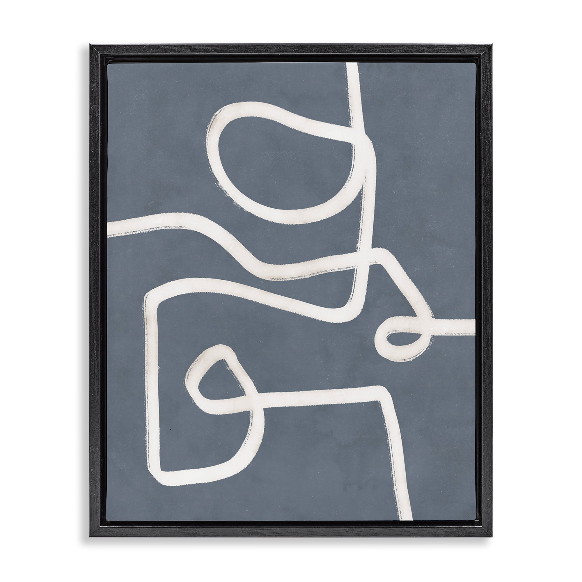 Stupell Industries Free Line on Blue Abstract Painting Black Floater Framed Canvas Art Print Wall Art, 17 x 21