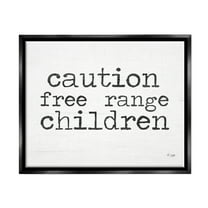Stupell Industries Free Range Children Phrase Typography Painting Black Floater Framed Art Print Wall Art, 21 x 17