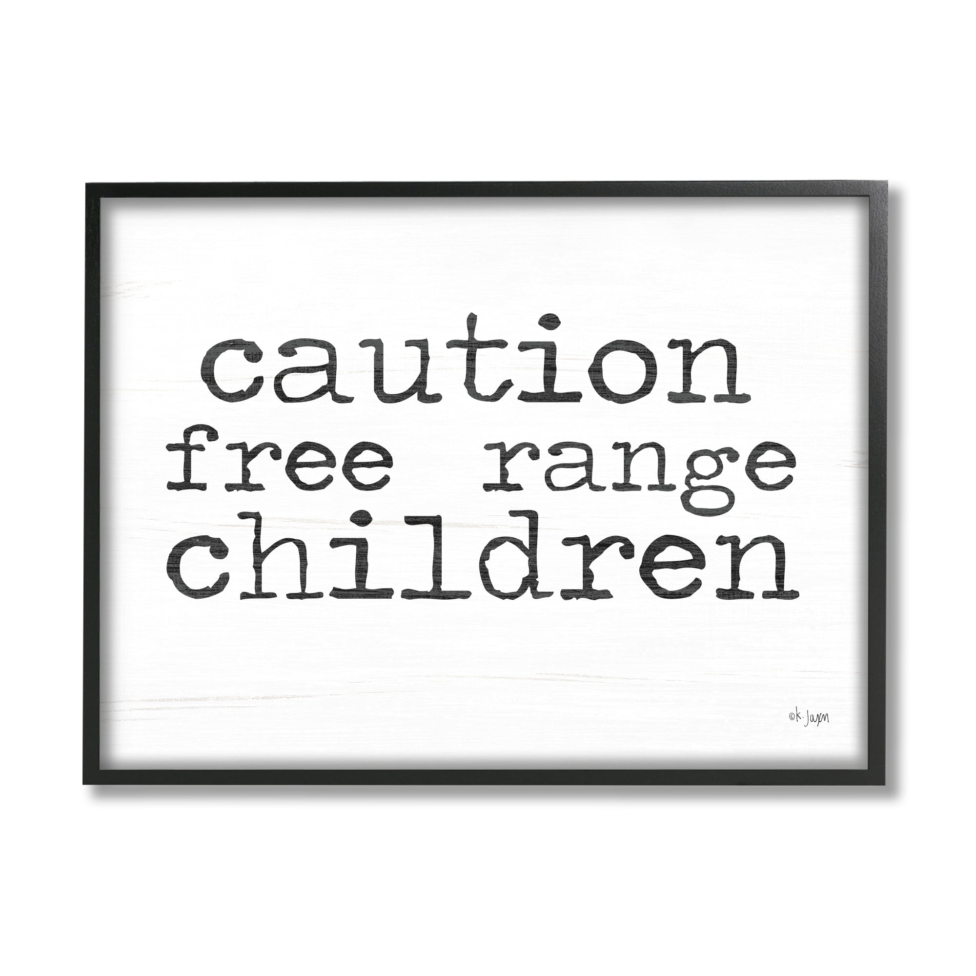 Stupell Industries Free Range Children Phrase Typography Painting Black Framed Art Print Wall Art, 30 x 24