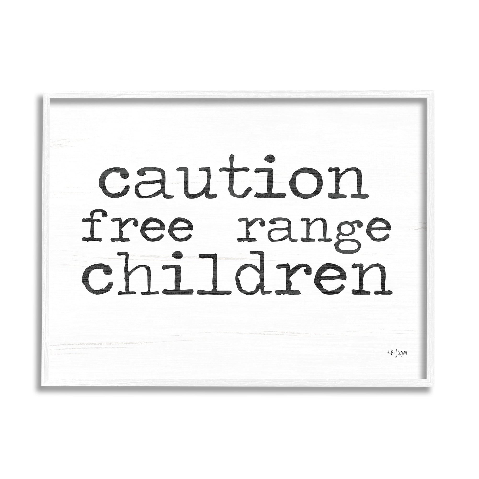 Stupell Industries Free Range Children Phrase Typography Painting White Framed Art Print Wall Art, 20 x 16