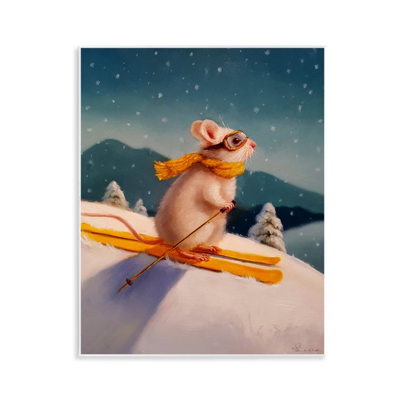 Stupell Industries Free Rider Skiing Mouse Wall Plaque Art design by Lucia Heffernan, 14 x 11